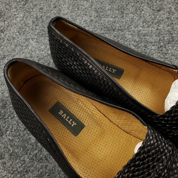 Bally Loafers Mens 9.5 Basket Weave Woven Black Leather Dress Shoes Formal Italy main image 13